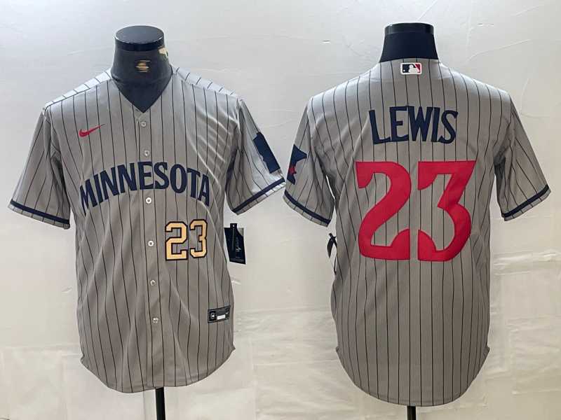 Mens Minnesota Twins #23 Royce Lewis Number 2023 Grey Home Team Cool Base Stitched Jersey->minnesota twins->MLB Jersey